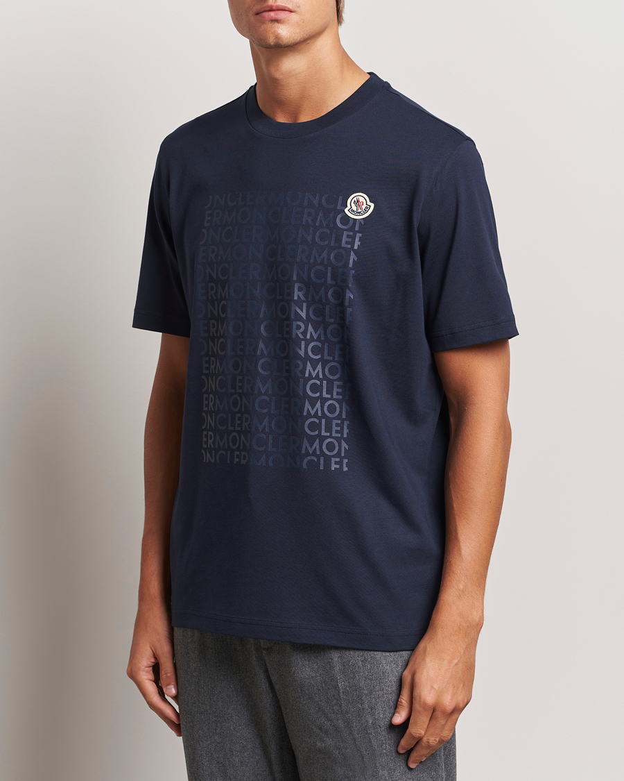 Mies | T-paidat | Moncler | All Over Lettering T-Shirt Navy