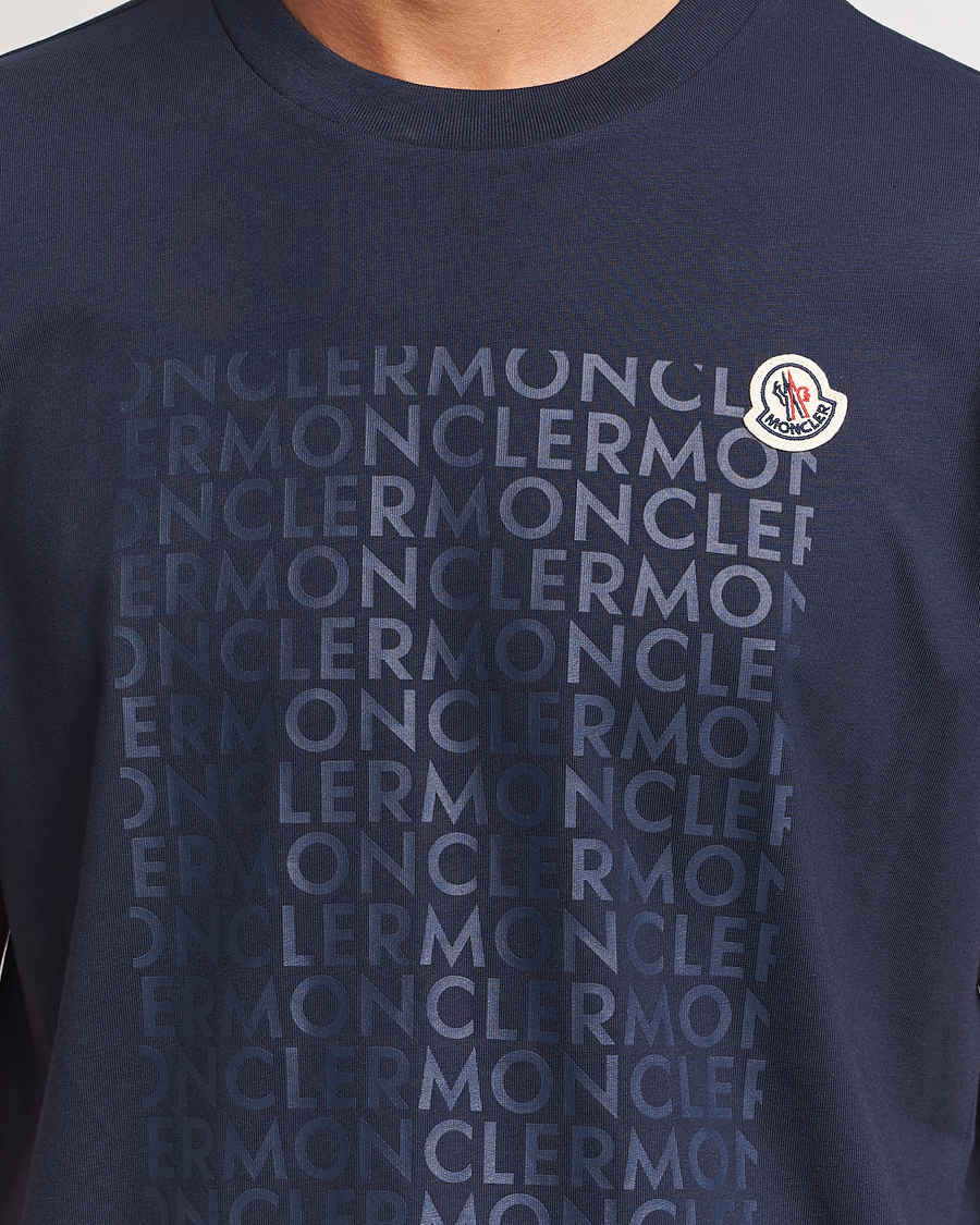Mies | T-paidat | Moncler | All Over Lettering T-Shirt Navy