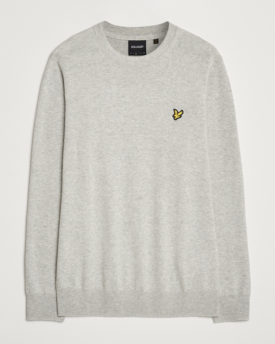 Mies | Puserot | Lyle & Scott | Cotton/Merino Crew Neck Jumper Light Grey Marl