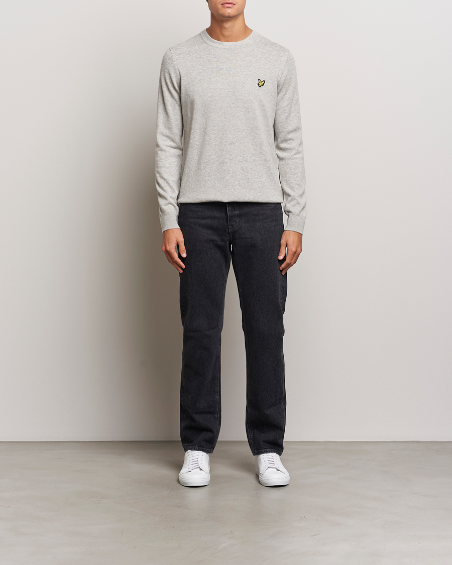 Mies | Puserot | Lyle & Scott | Cotton/Merino Crew Neck Jumper Light Grey Marl