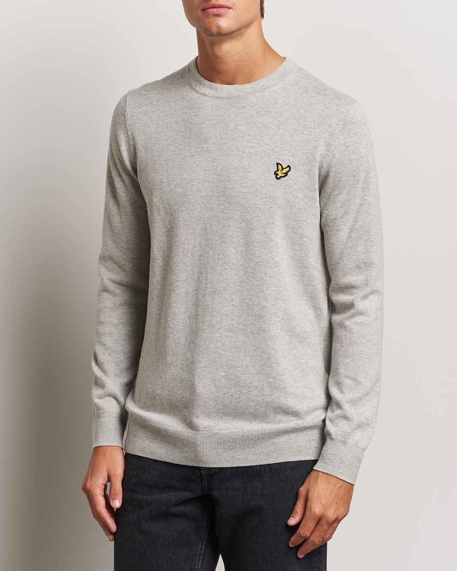 Mies | Puserot | Lyle & Scott | Cotton/Merino Crew Neck Jumper Light Grey Marl