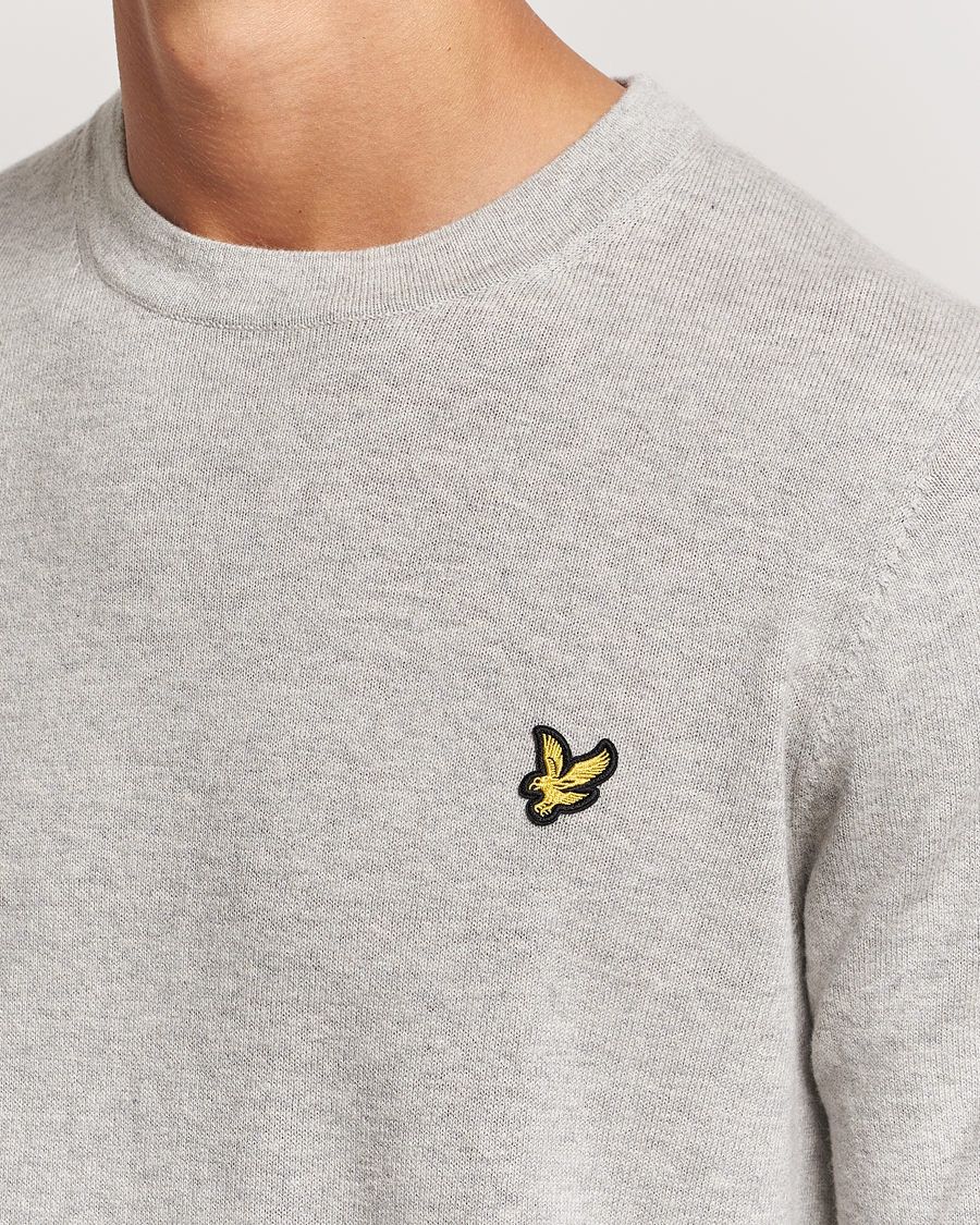Mies | Puserot | Lyle & Scott | Cotton/Merino Crew Neck Jumper Light Grey Marl