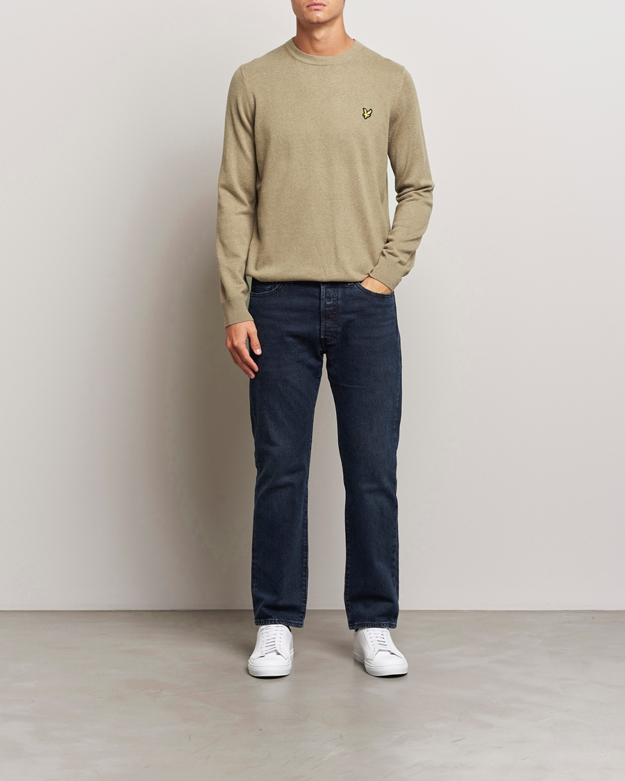 Mies | Puserot | Lyle & Scott | Cotton/Merino Crew Neck Jumper Sage Uniform