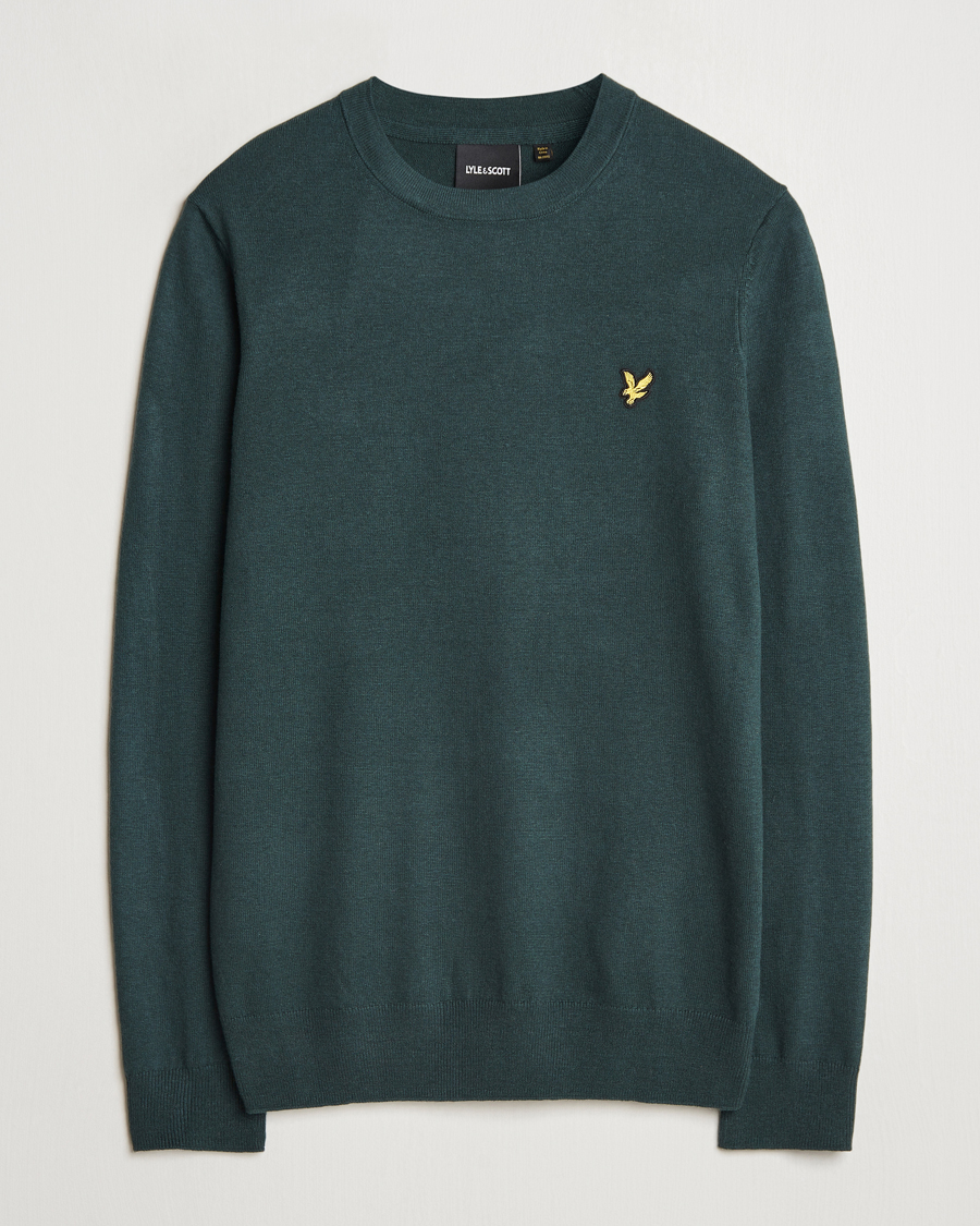 Mies | Puserot | Lyle & Scott | Cotton/Merino Crew Neck Jumper Argyle Teal