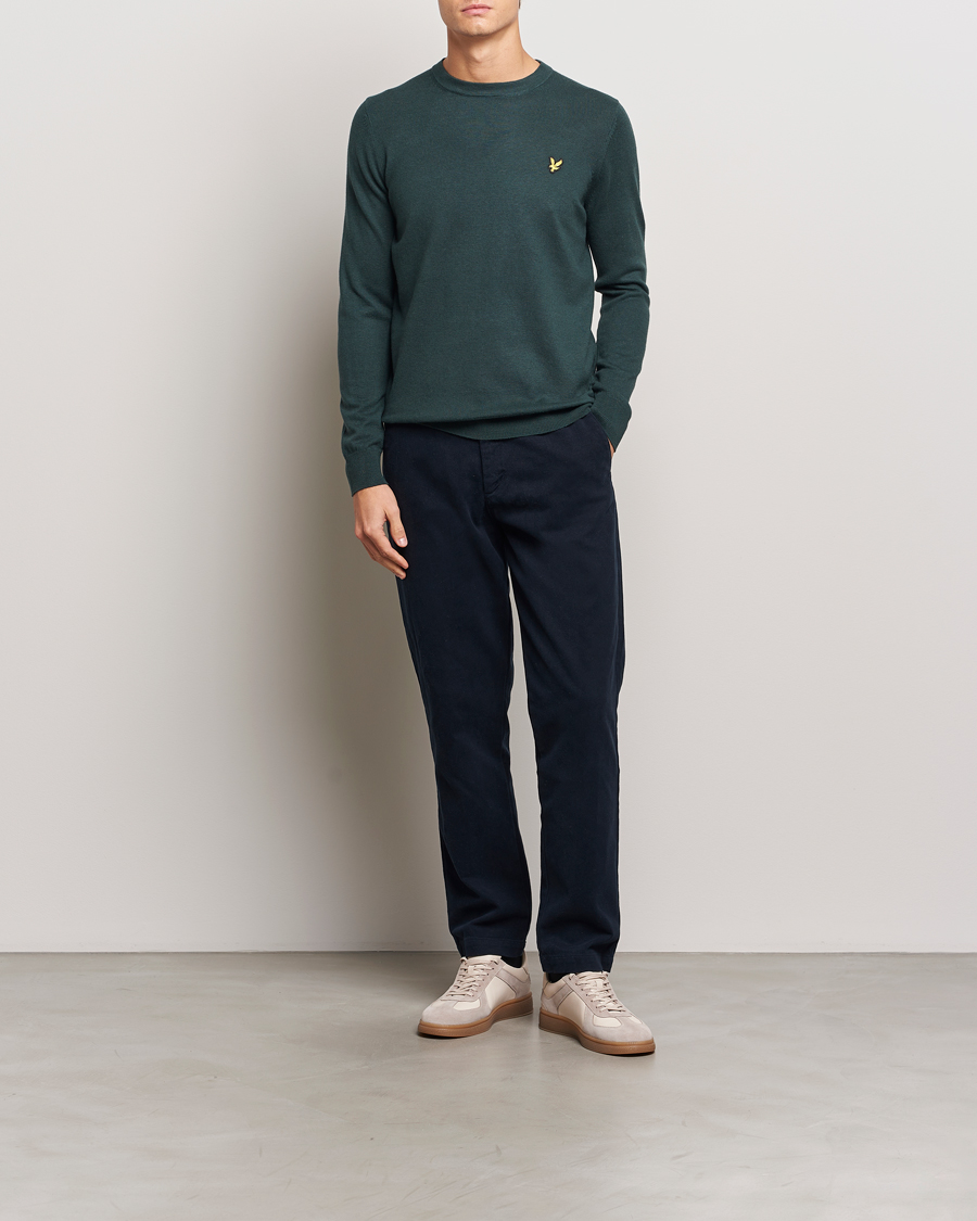 Mies | Puserot | Lyle & Scott | Cotton/Merino Crew Neck Jumper Argyle Teal