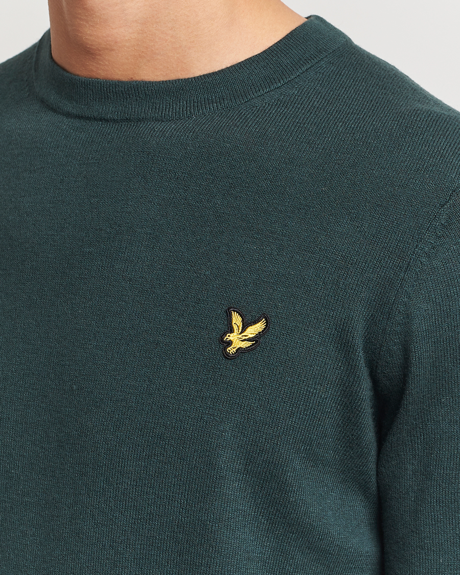 Mies | Puserot | Lyle & Scott | Cotton/Merino Crew Neck Jumper Argyle Teal