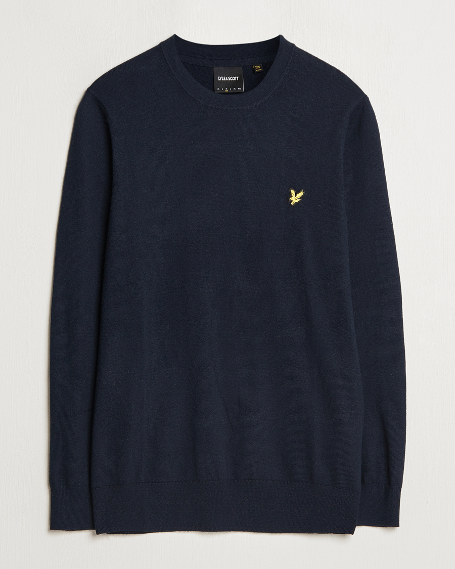 Mies | Puserot | Lyle & Scott | Cotton/Merino Crew Neck Jumper Dark Navy