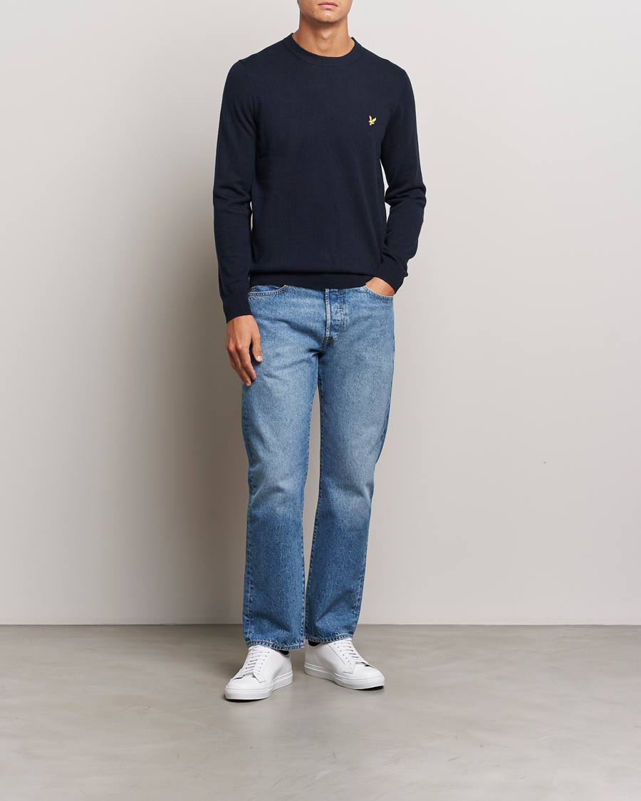 Mies | Puserot | Lyle & Scott | Cotton/Merino Crew Neck Jumper Dark Navy