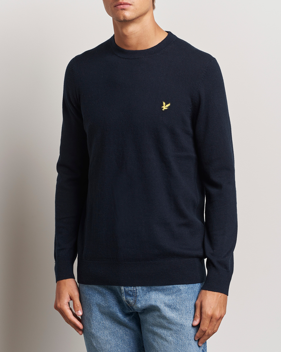 Mies | Puserot | Lyle & Scott | Cotton/Merino Crew Neck Jumper Dark Navy