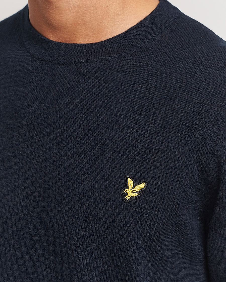 Mies | Puserot | Lyle & Scott | Cotton/Merino Crew Neck Jumper Dark Navy