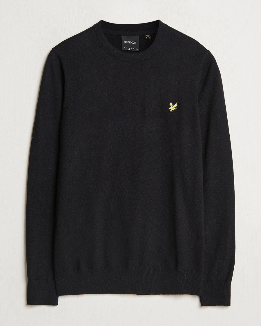 Mies | Puserot | Lyle & Scott | Cotton/Merino Crew Neck Jumper Jet Black