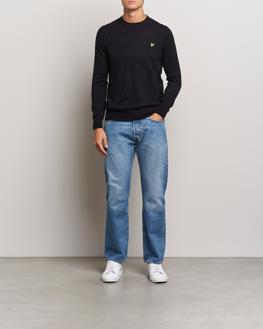 Mies | Puserot | Lyle & Scott | Cotton/Merino Crew Neck Jumper Jet Black