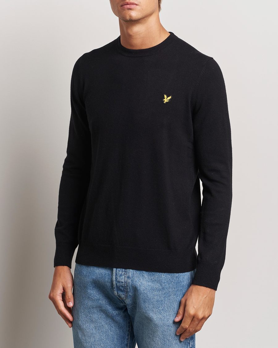 Mies | Puserot | Lyle & Scott | Cotton/Merino Crew Neck Jumper Jet Black