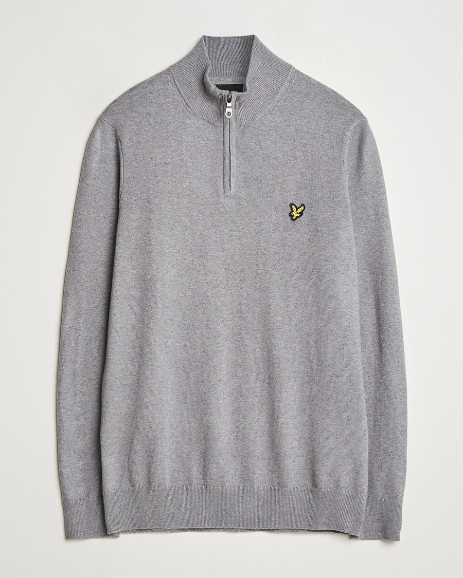 Mies | Puserot | Lyle & Scott | Cotton/Merino Half Zip Mid Grey Marl