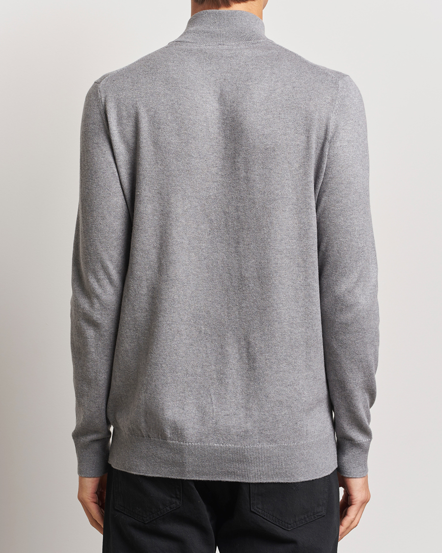 Mies | Puserot | Lyle & Scott | Cotton/Merino Half Zip Mid Grey Marl