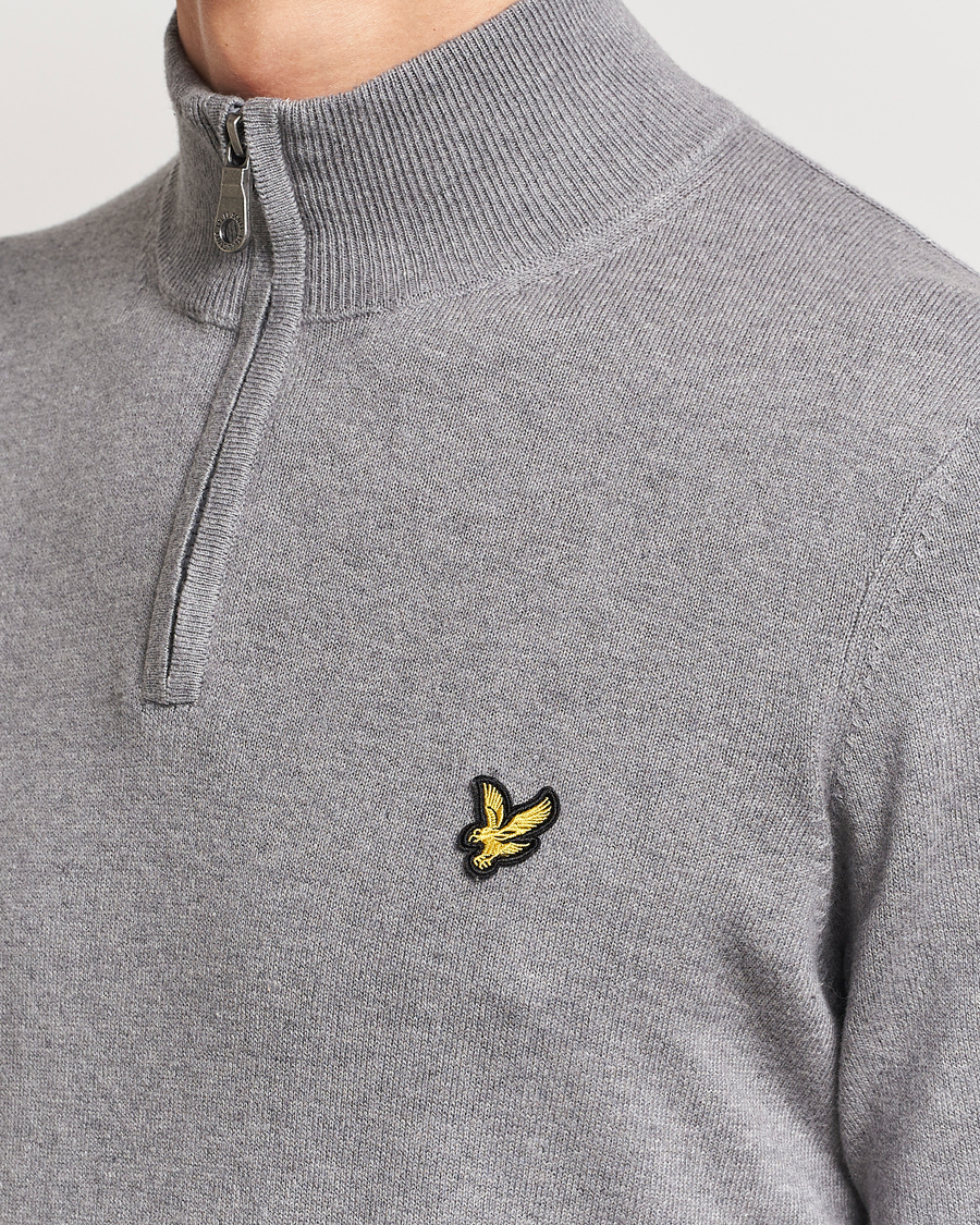 Mies | Puserot | Lyle & Scott | Cotton/Merino Half Zip Mid Grey Marl