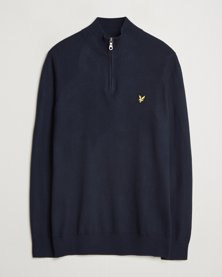 Mies | Puserot | Lyle & Scott | Cotton/Merino Half Zip Dark Navy