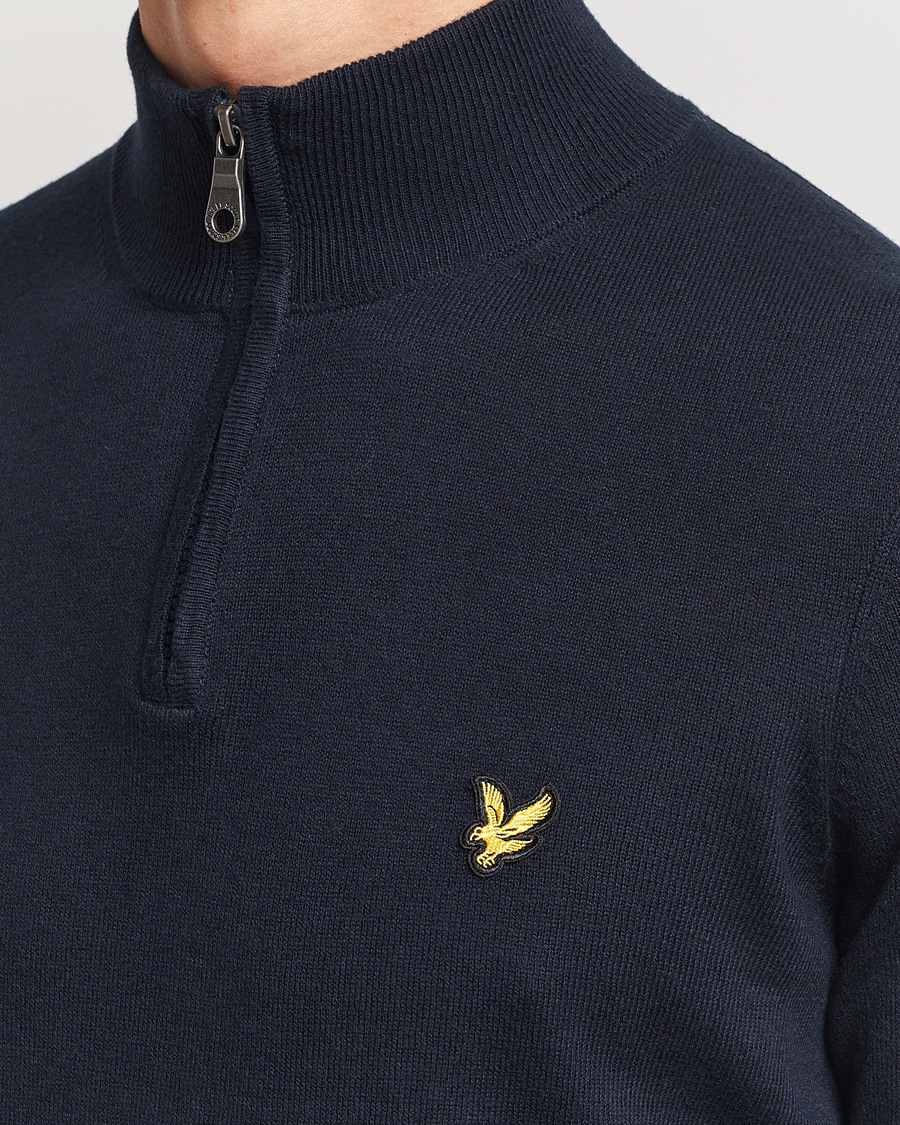Mies | Puserot | Lyle & Scott | Cotton/Merino Half Zip Dark Navy