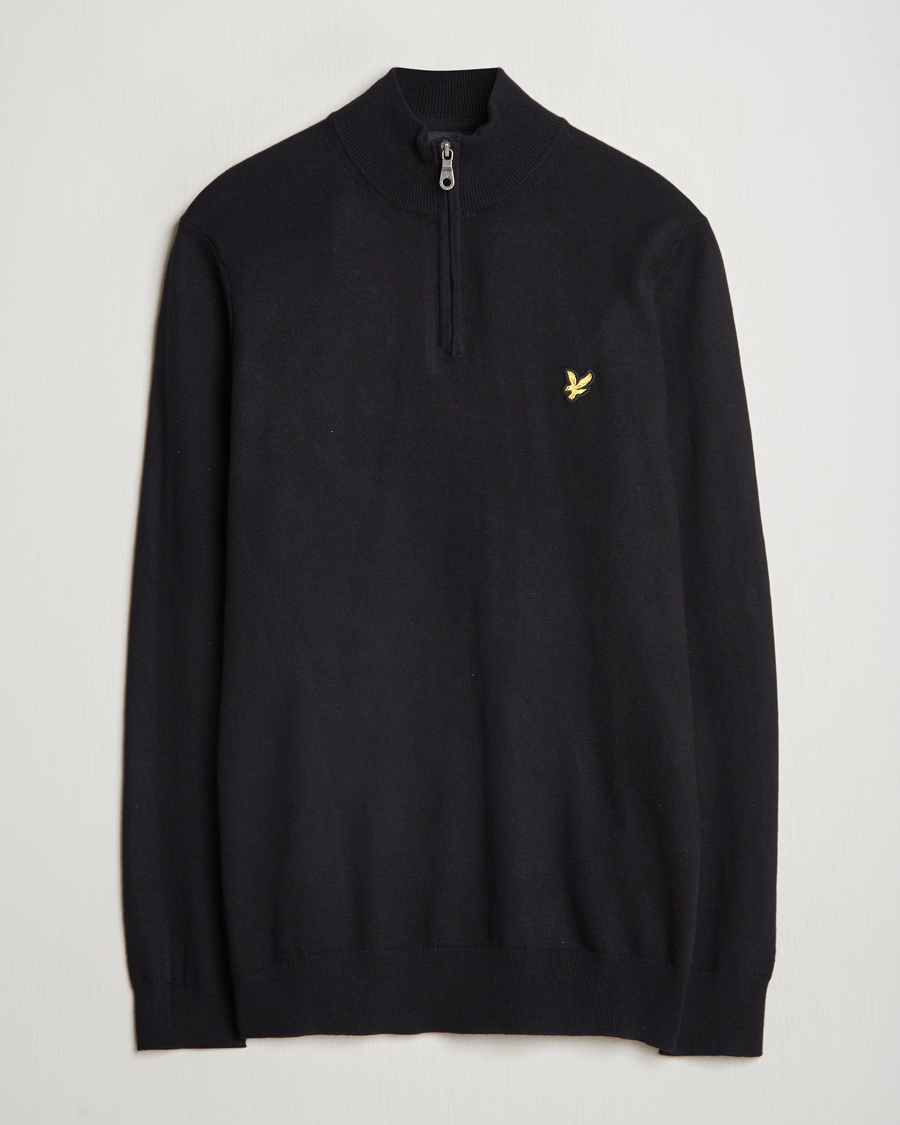 Mies | Puserot | Lyle & Scott | Cotton/Merino Half Zip Jet Black
