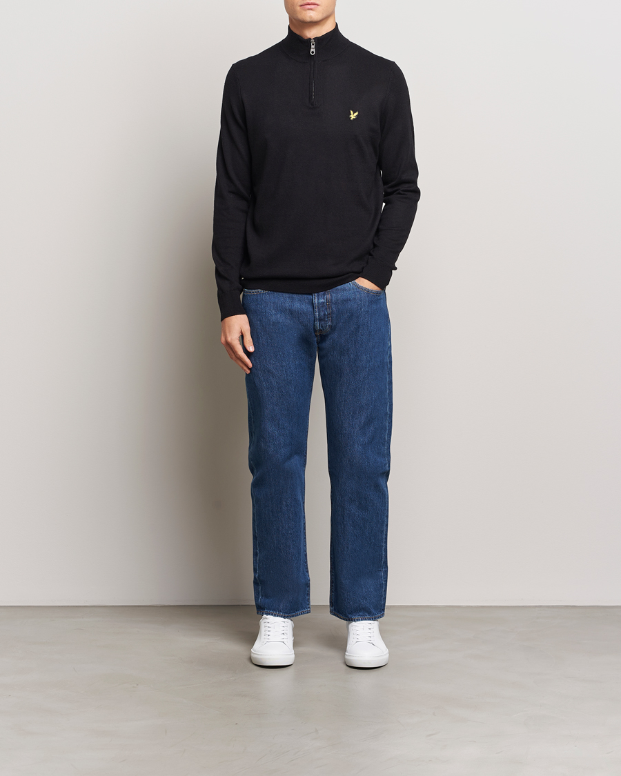 Mies | Puserot | Lyle & Scott | Cotton/Merino Half Zip Jet Black
