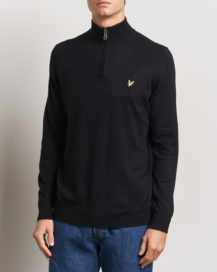 Mies | Puserot | Lyle & Scott | Cotton/Merino Half Zip Jet Black