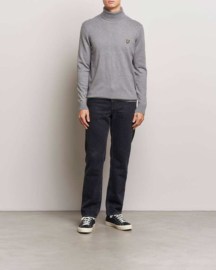 Mies | Puserot | Lyle & Scott | Cotton/Merino Turtleneck Mid Grey Marl