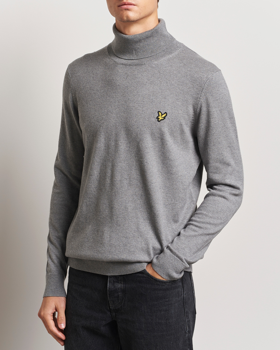 Mies | Puserot | Lyle & Scott | Cotton/Merino Turtleneck Mid Grey Marl