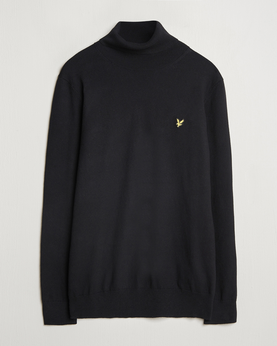 Mies | Puserot | Lyle & Scott | Cotton/Merino Turtleneck Jet Black