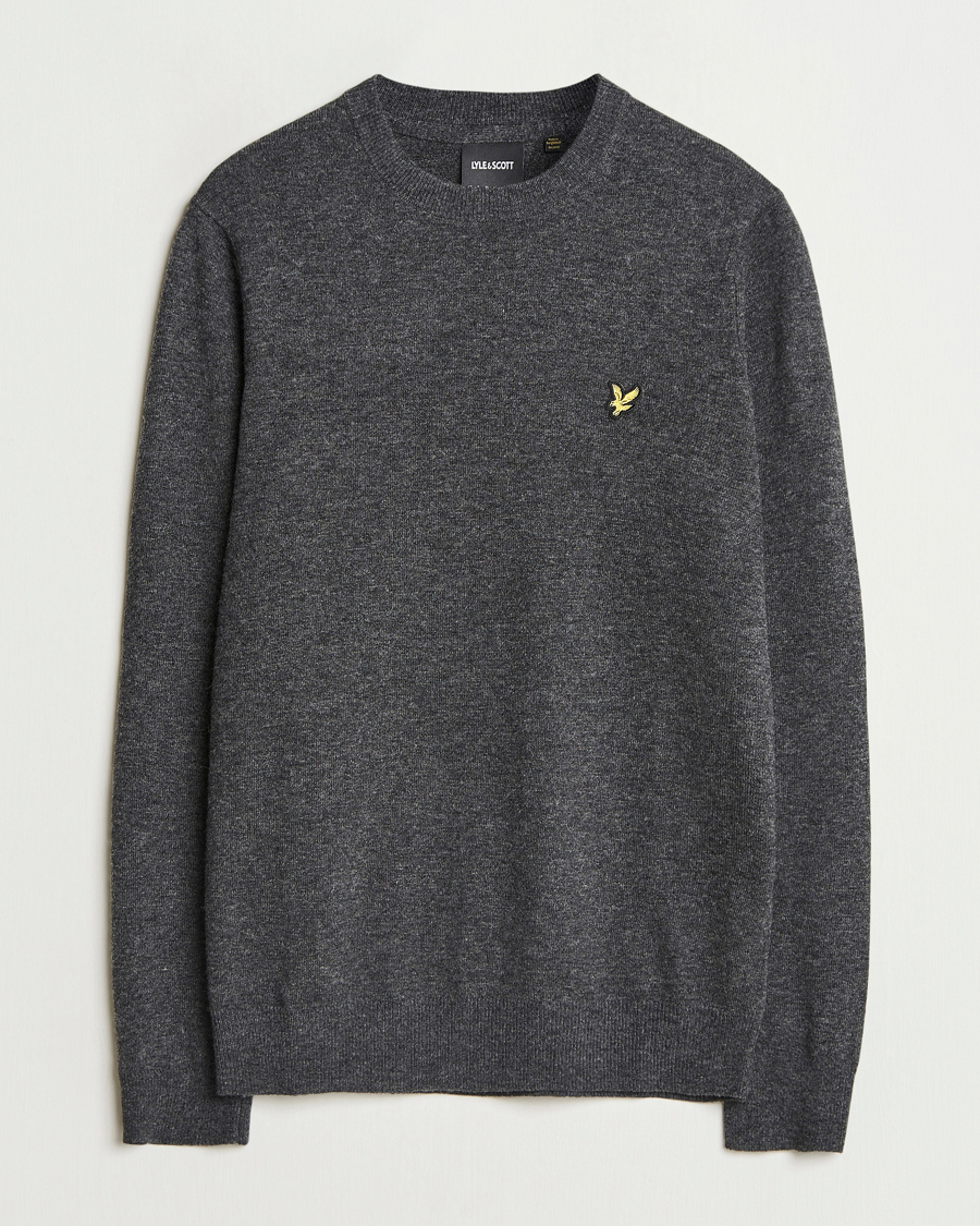 Mies | Puserot | Lyle & Scott | Lambswool Crew Neck Pullover Charcoal Marl