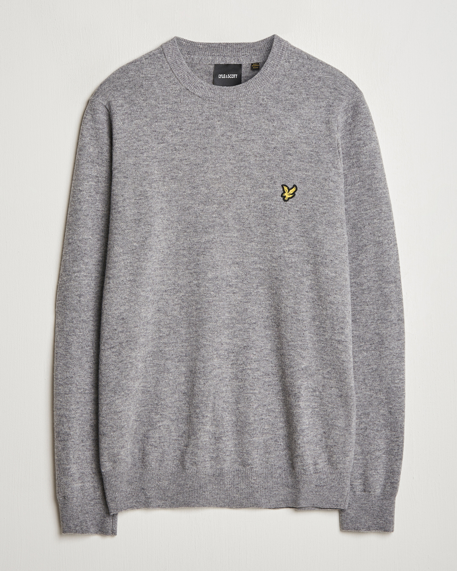 Mies | Puserot | Lyle & Scott | Lambswool Crew Neck Pullover Mid Grey Marl