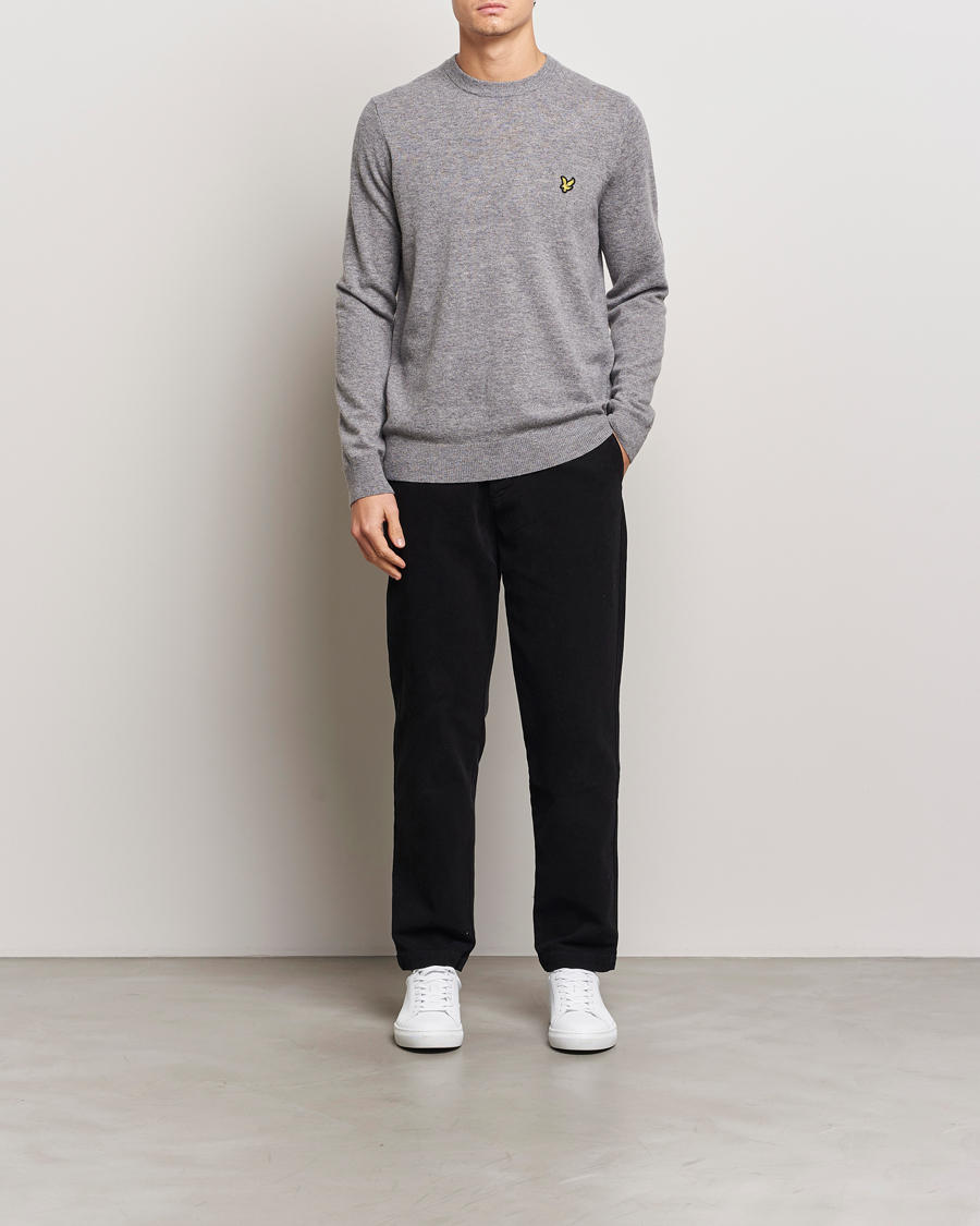 Mies | Puserot | Lyle & Scott | Lambswool Crew Neck Pullover Mid Grey Marl