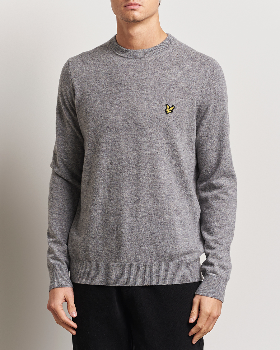 Mies | Puserot | Lyle & Scott | Lambswool Crew Neck Pullover Mid Grey Marl