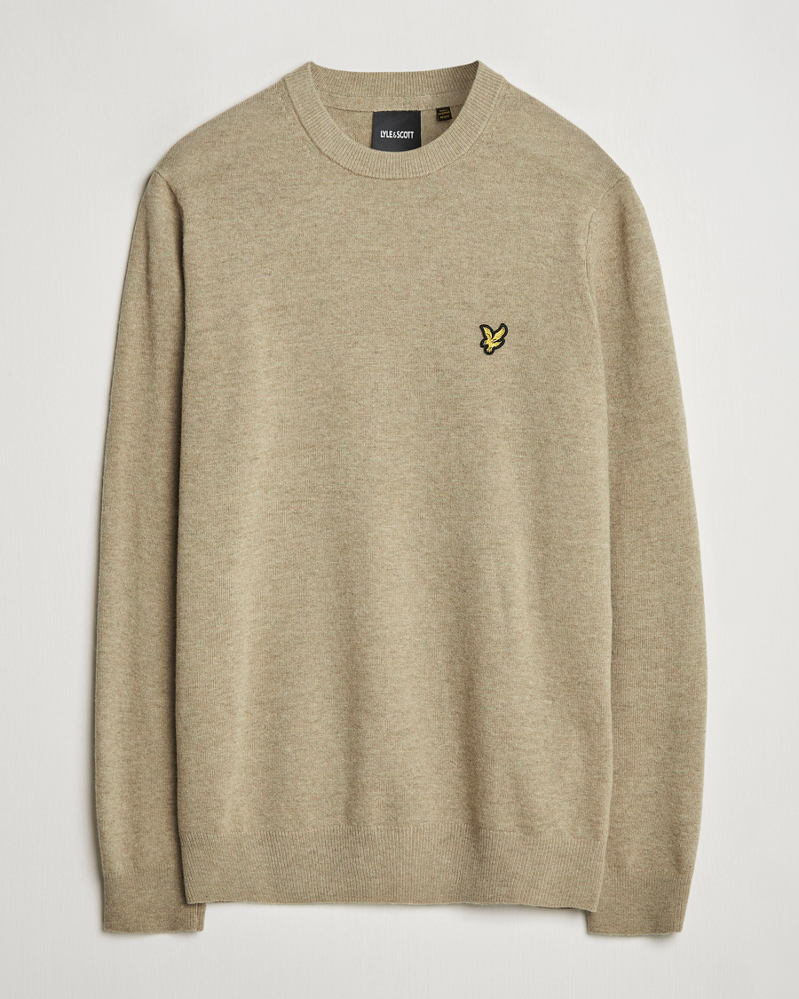 Mies | Puserot | Lyle & Scott | Lambswool Crew Neck Pullover Sage Uniform Marl