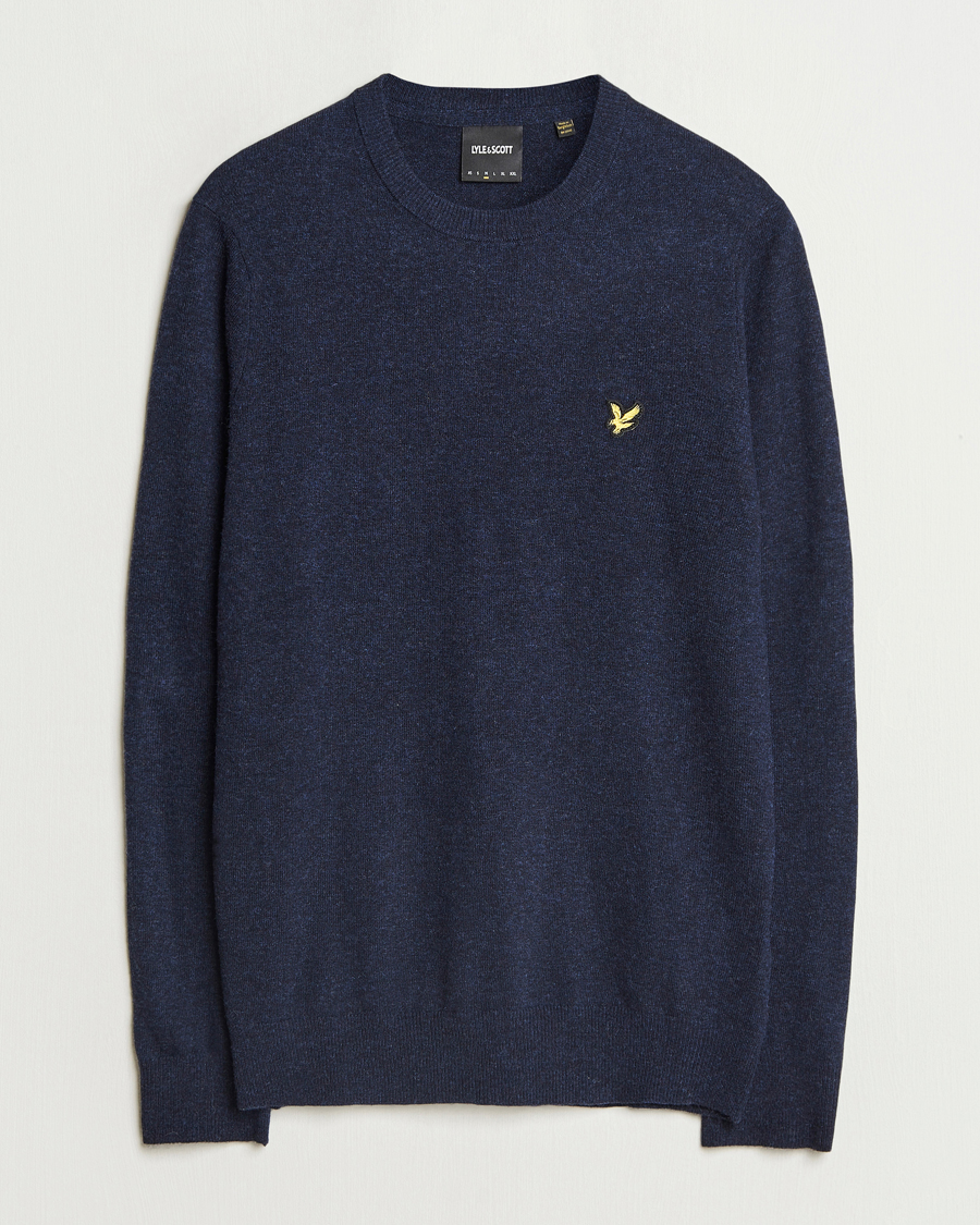 Mies | Puserot | Lyle & Scott | Lambswool Crew Neck Pullover Dark Navy Marl