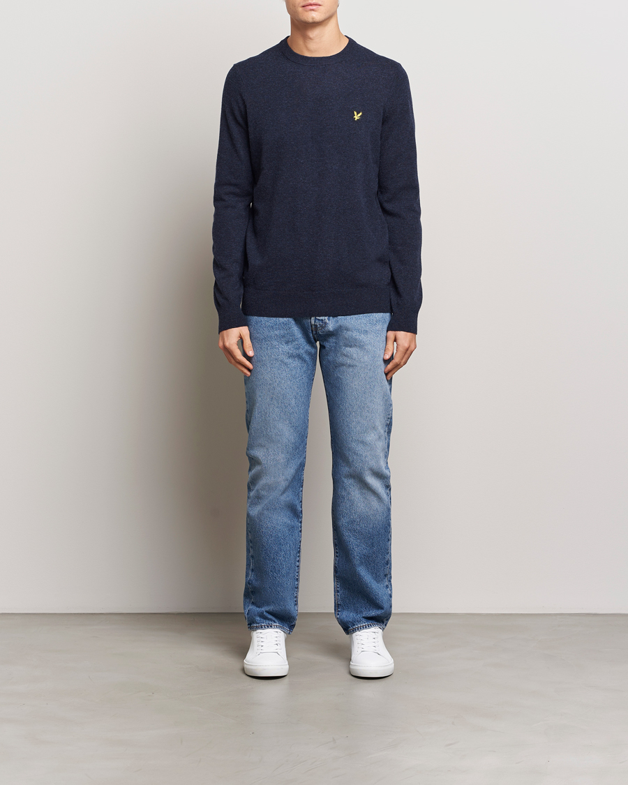 Mies | Puserot | Lyle & Scott | Lambswool Crew Neck Pullover Dark Navy Marl