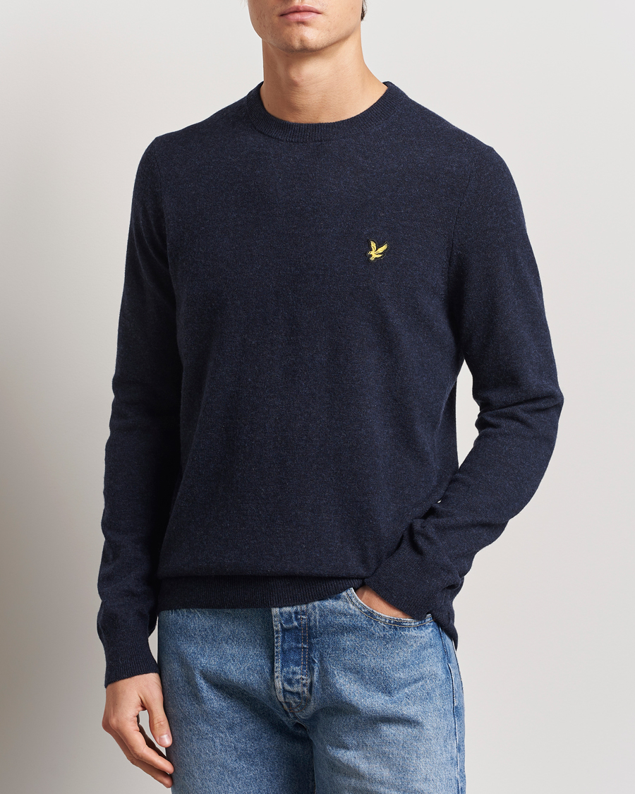 Mies | Puserot | Lyle & Scott | Lambswool Crew Neck Pullover Dark Navy Marl