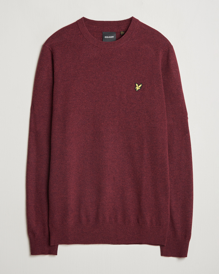 Mies | Puserot | Lyle & Scott | Lambswool Crew Neck Pullover Burgundy Marl