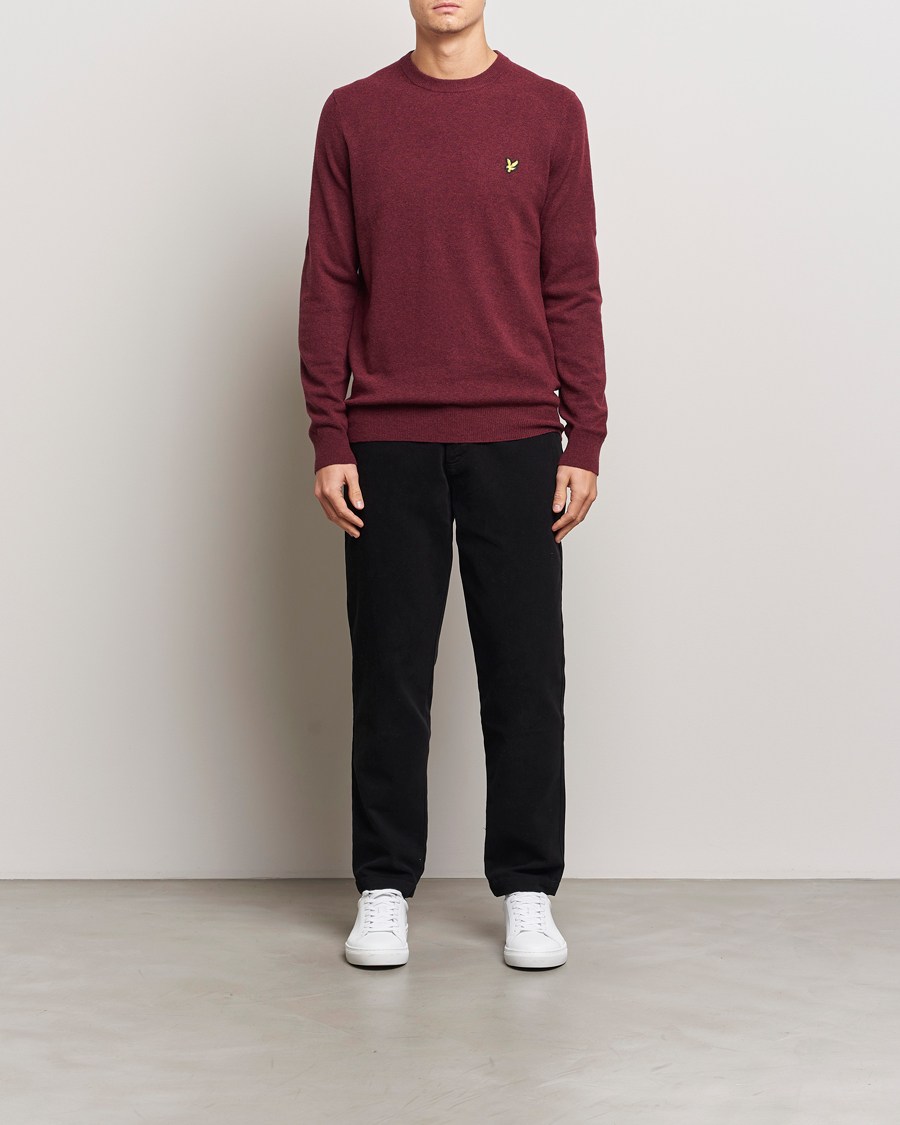 Mies | Puserot | Lyle & Scott | Lambswool Crew Neck Pullover Burgundy Marl