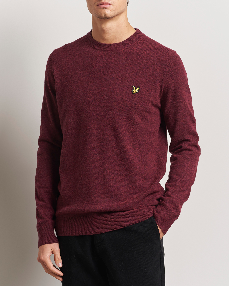 Mies | Puserot | Lyle & Scott | Lambswool Crew Neck Pullover Burgundy Marl