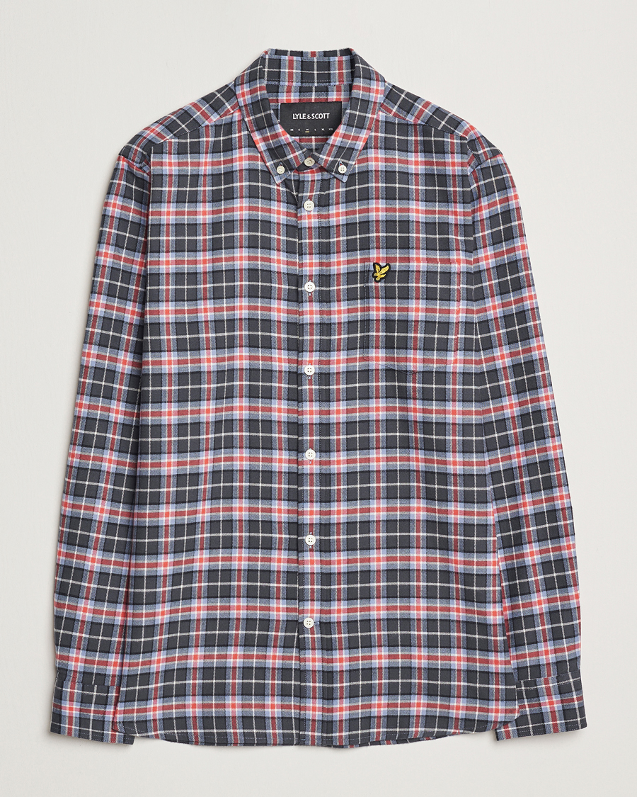 Mies | Kauluspaidat | Lyle & Scott | Checked Flannel Shirt Blue Smoke