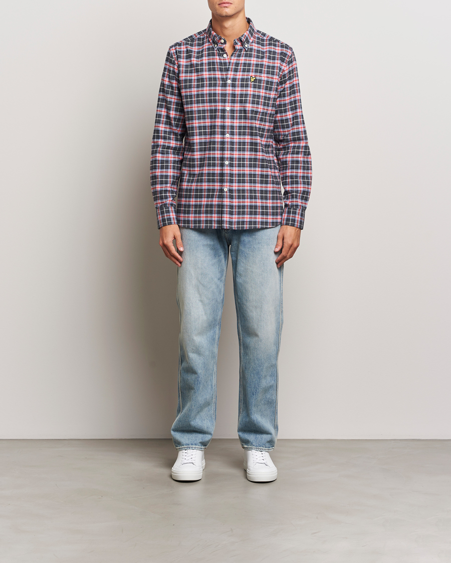 Mies | Kauluspaidat | Lyle & Scott | Checked Flannel Shirt Blue Smoke