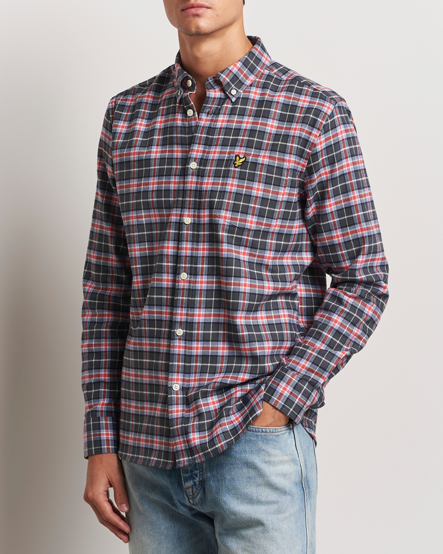 Mies | Kauluspaidat | Lyle & Scott | Checked Flannel Shirt Blue Smoke