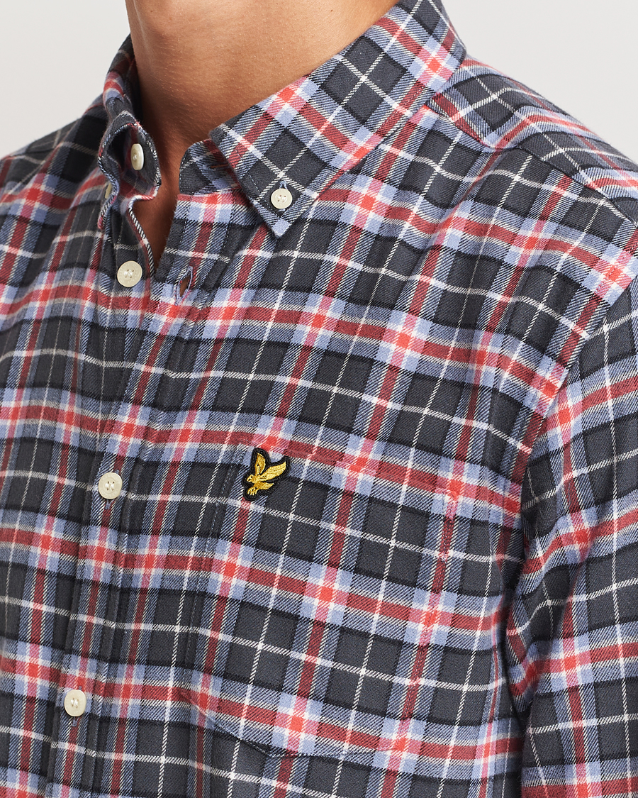 Mies | Kauluspaidat | Lyle & Scott | Checked Flannel Shirt Blue Smoke