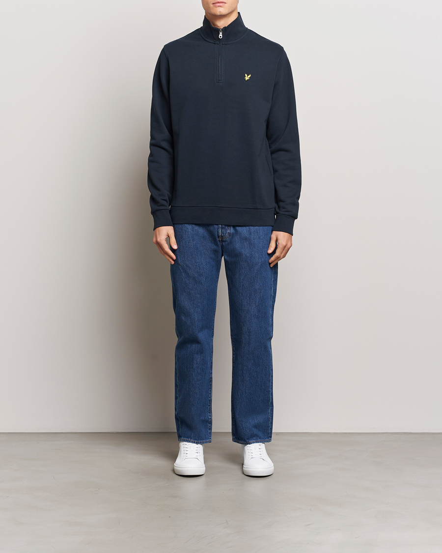 Mies | Puserot | Lyle & Scott | Loopback Half Zip Sweater Dark Navy