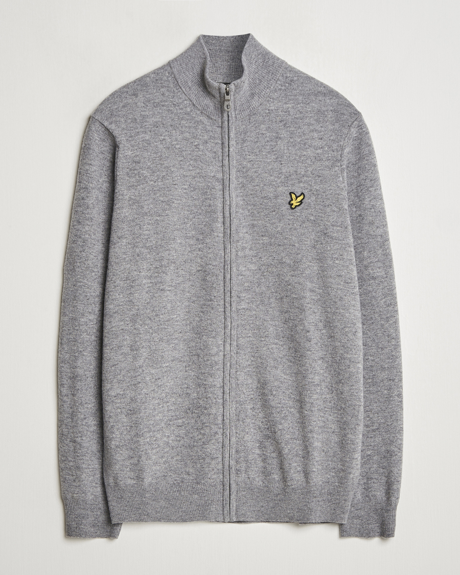 Mies | Puserot | Lyle & Scott | Lambswool Full Zip Mid Grey Marl