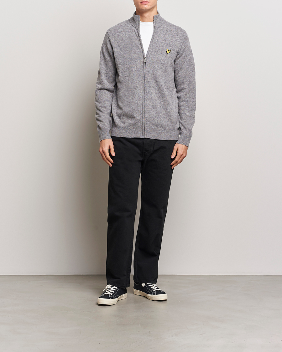 Mies | Puserot | Lyle & Scott | Lambswool Full Zip Mid Grey Marl