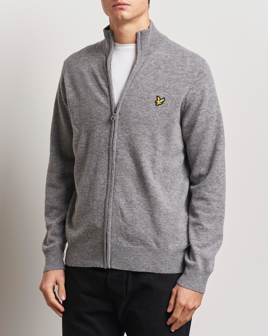 Mies | Puserot | Lyle & Scott | Lambswool Full Zip Mid Grey Marl