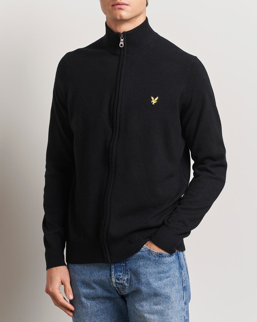 Mies | Puserot | Lyle & Scott | Lambswool Full Zip Jet Black Marl