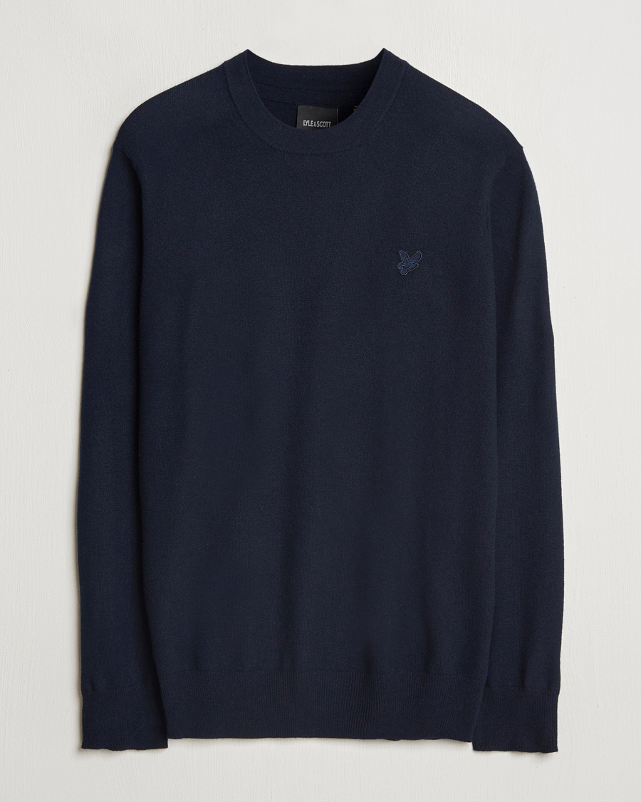Mies | Puserot | Lyle & Scott | Tonal Eagle Lambswool Crew Neck Dark Navy