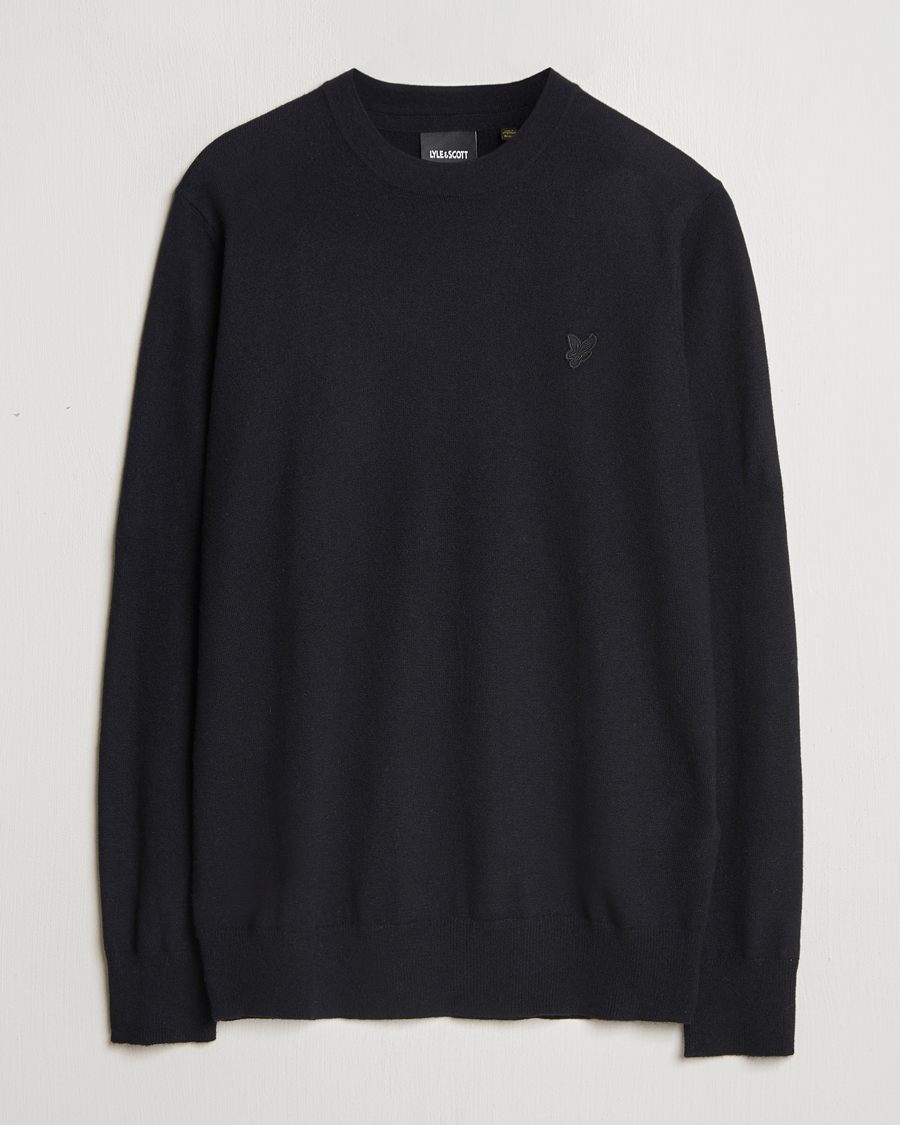 Mies | Puserot | Lyle & Scott | Tonal Eagle Lambswool Crew Neck Jet Black